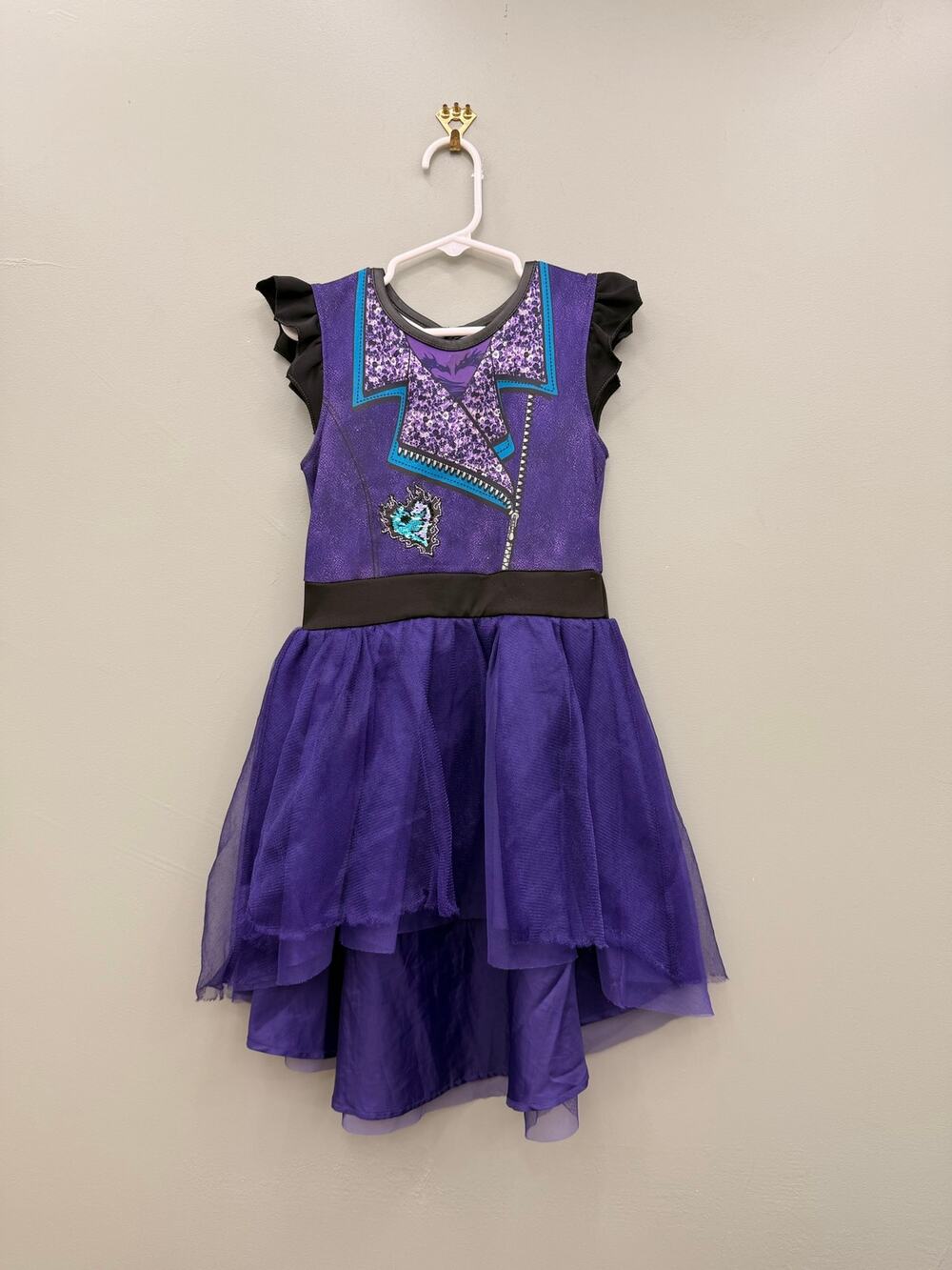 Disney Descendants Mal Costume Dress Girls XS 4/5 Purple Tulle Halloween